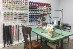 Alterations work stations at Tailor Fit Cleaners.